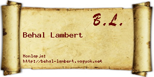Behal Lambert névjegykártya